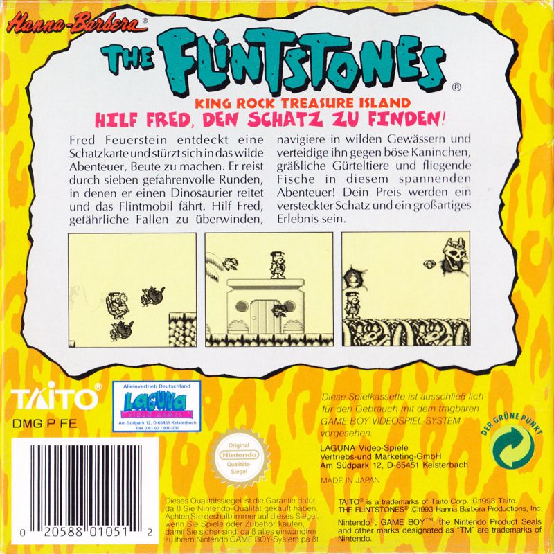 Back Cover for The Flintstones: King Rock Treasure Island (Game Boy)