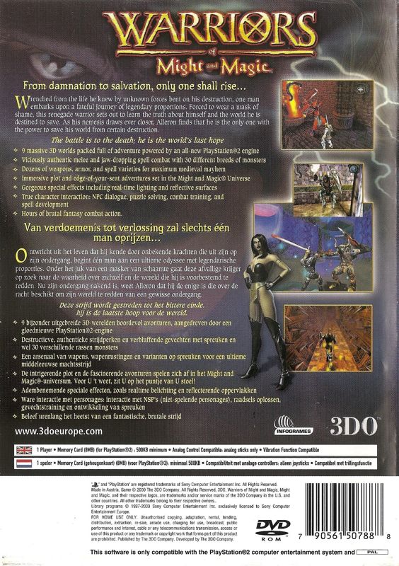 Back Cover for Warriors of Might and Magic (PlayStation 2)