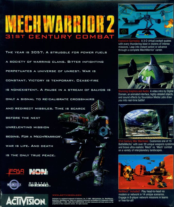 Back Cover for MechWarrior 2: 31st Century Combat (DOS and Windows) (Version 1.1)