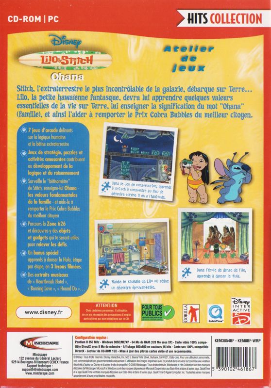 Back Cover for Disney's Lilo & Stitch: Hawaiian Discovery (Windows) (Hits Collection release (Mindscape))