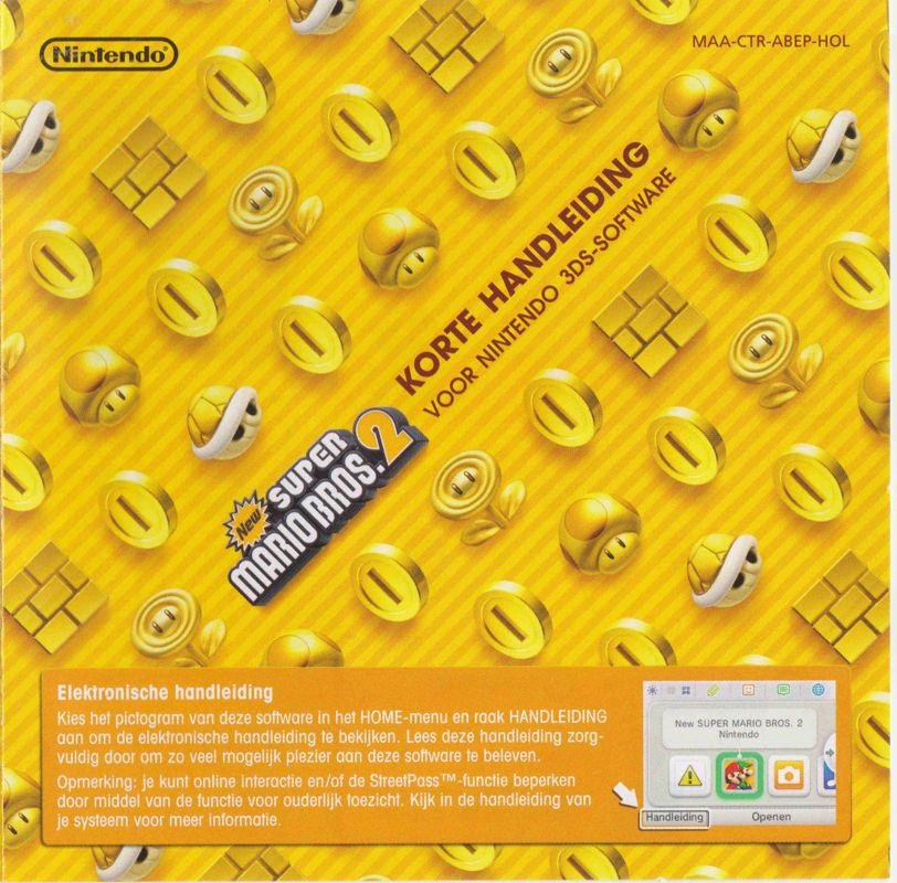 Manual for New Super Mario Bros. 2 (Nintendo 3DS): Front