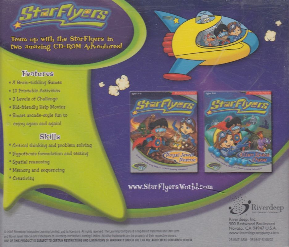 Back Cover for StarFlyers: Royal Jewel Rescue (Macintosh and Windows)