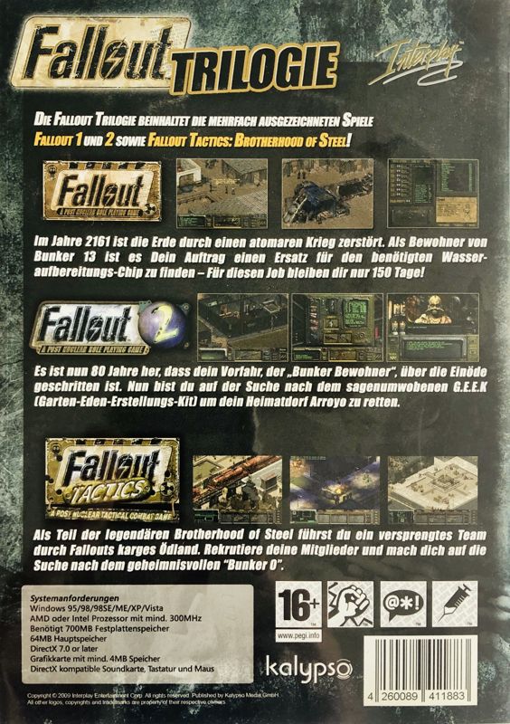 Back Cover for Fallout: Trilogy (Windows)