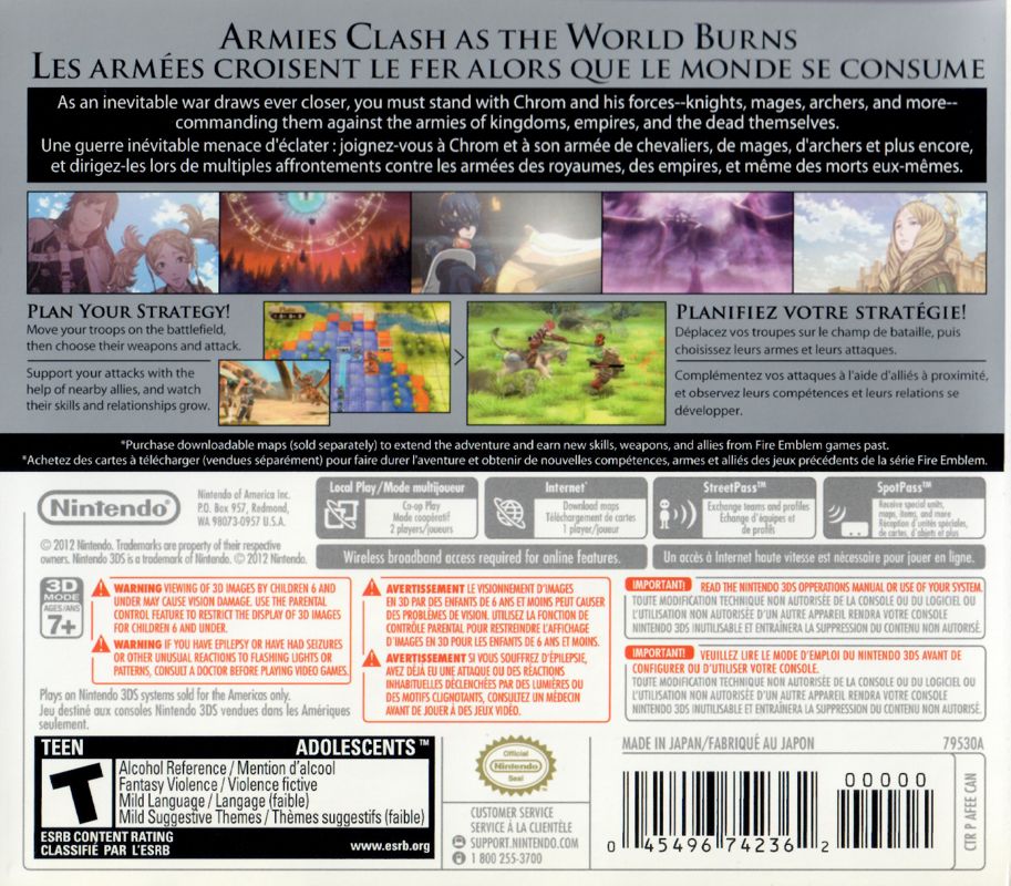 Back Cover for Fire Emblem: Awakening (Nintendo 3DS)
