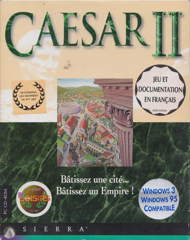 Front Cover for Caesar II (DOS) (Awards Box: "Trophée PC Loisirs 95-96" & "Multimédia Les Trophées du 8ème Art")