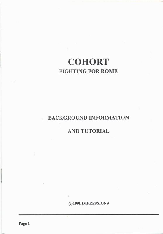 Manual for Fighting for Rome (DOS) (5.25" release): Back