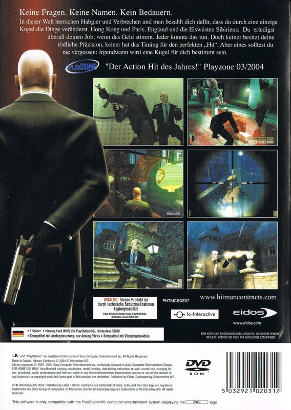 Back Cover for Hitman: Contracts (PlayStation 2)