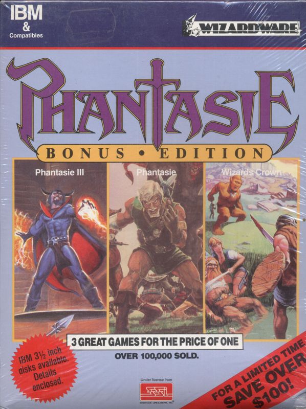 Front Cover for Phantasie: Bonus Edition (DOS) (This variant has Wizards Crown instead of Questron2 as third game.)
