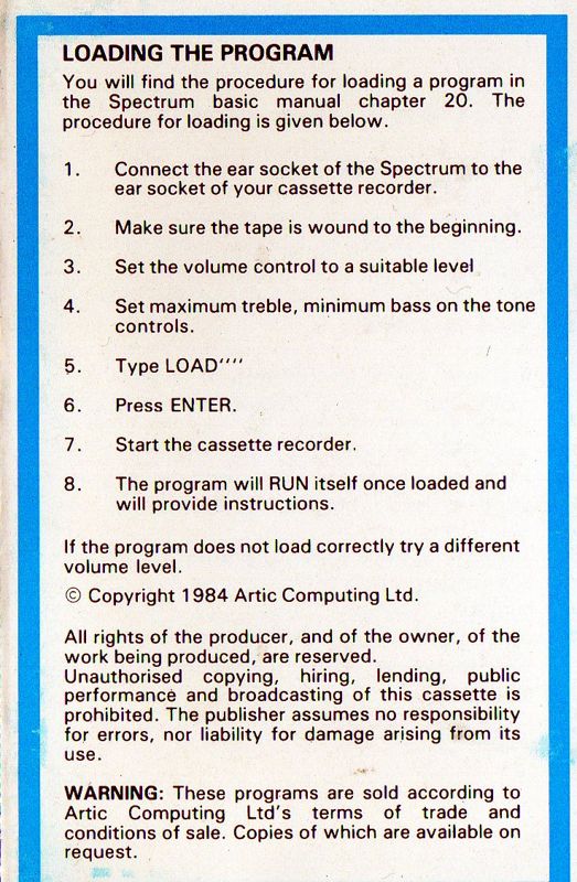 Inside Cover for Engineer Humpty (ZX Spectrum)