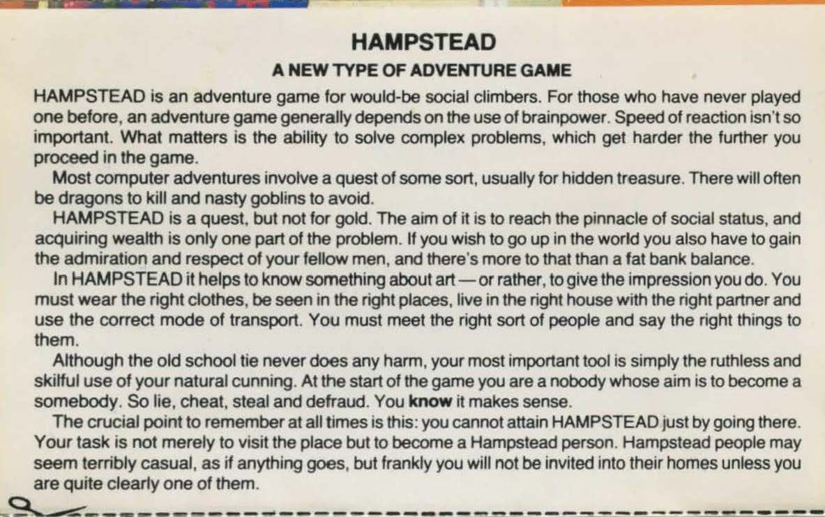 Manual for Hampstead (BBC Micro and Electron)