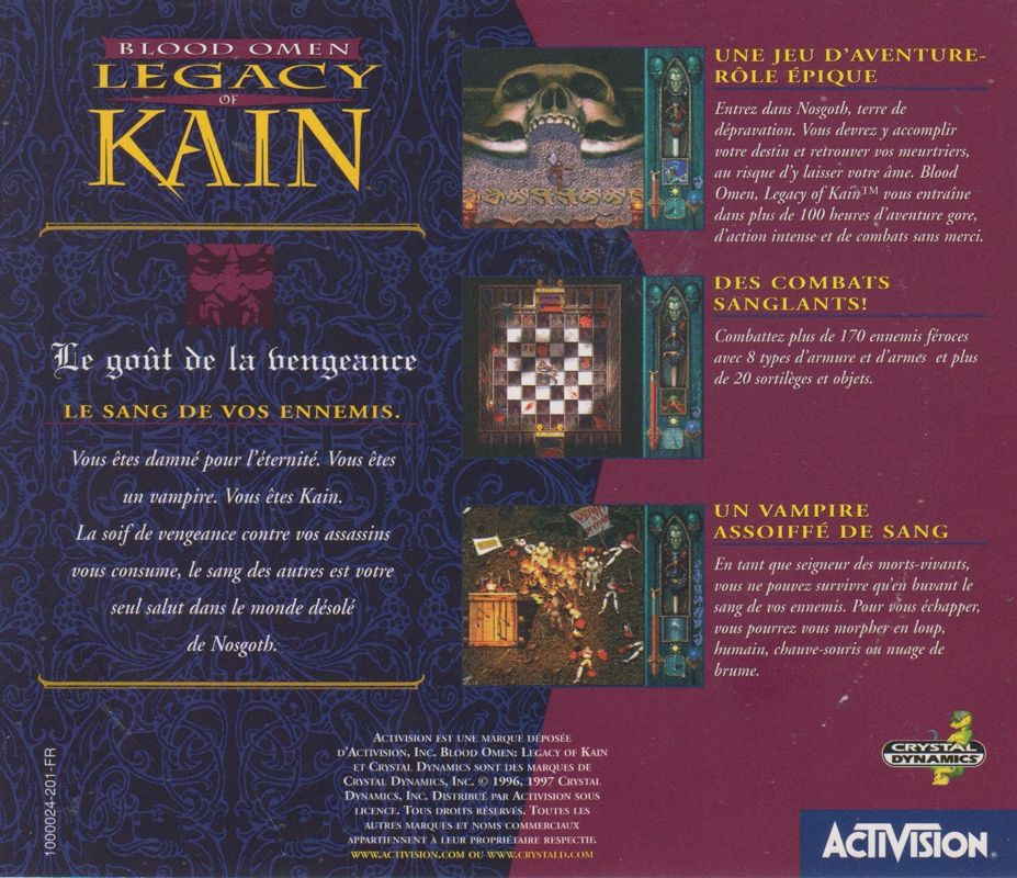 Other for Blood Omen: Legacy of Kain (Windows): Jewel Case - Back
