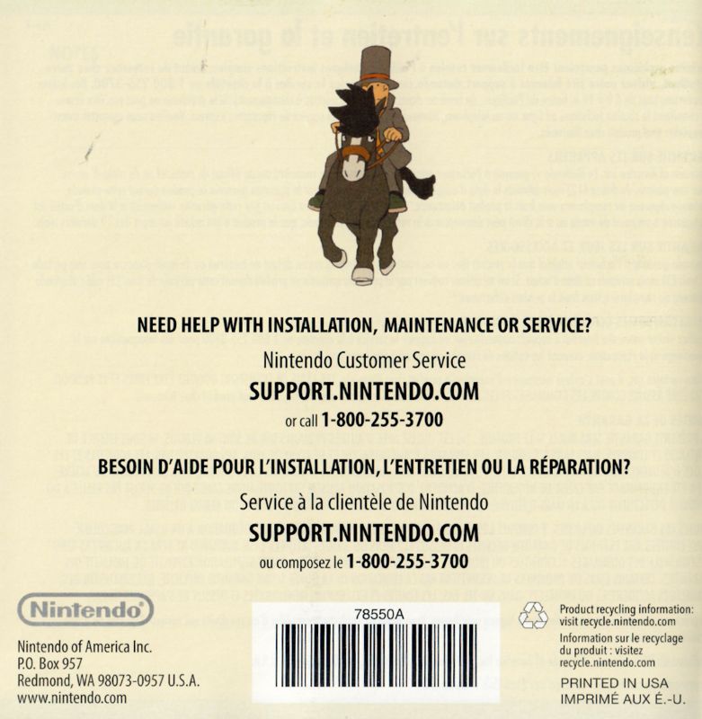 Manual for Professor Layton and the Miracle Mask (Nintendo 3DS): Back