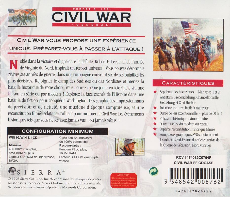 Other for Robert E. Lee: Civil War General (Windows and Windows 3.x): Jewel Case - Back