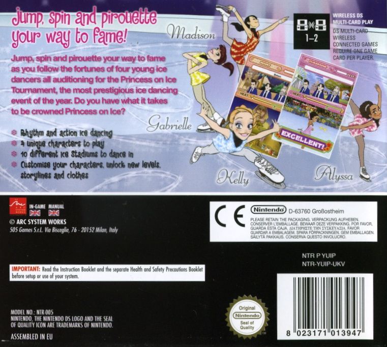 Back Cover for Princess on Ice (Nintendo DS)