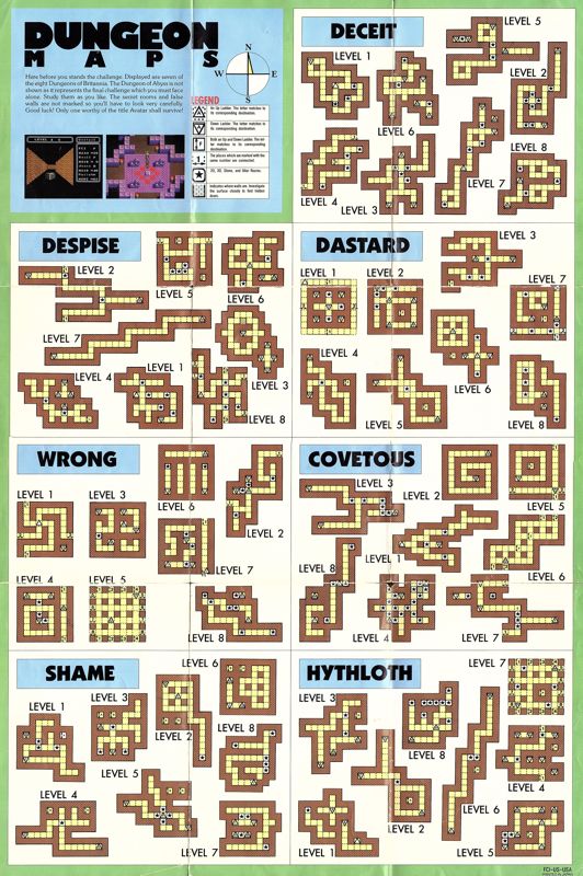 Map for Ultima IV: Quest of the Avatar (NES): Dungeon Maps