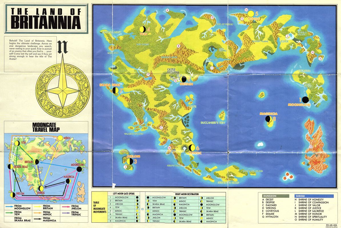 Map for Ultima IV: Quest of the Avatar (NES): The Land of Britannia