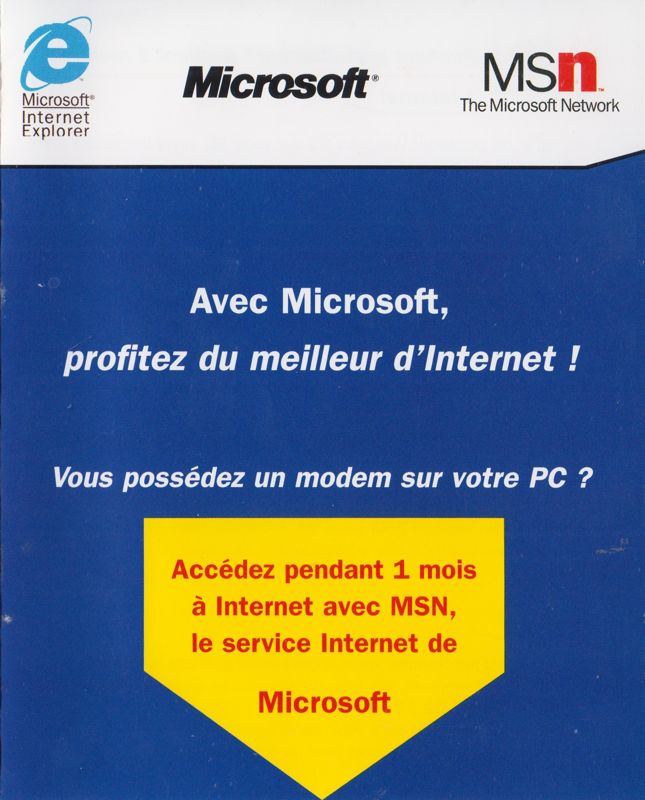 Advertisement for Microsoft Soccer (Windows): MSN Flyer - Front (3-folded)