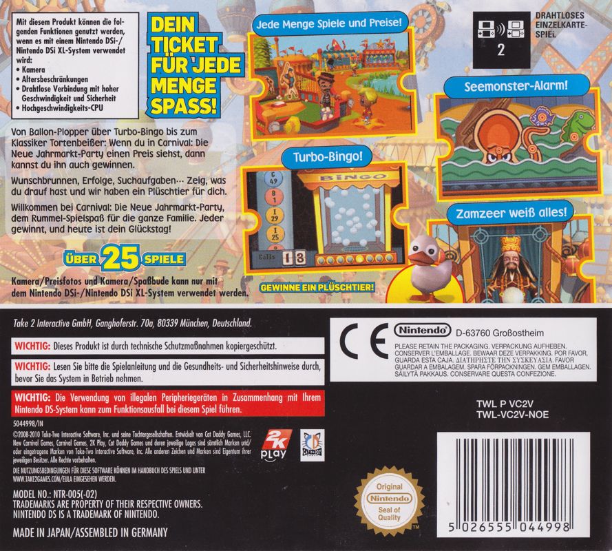 Back Cover for New Carnival Games (Nintendo DS)