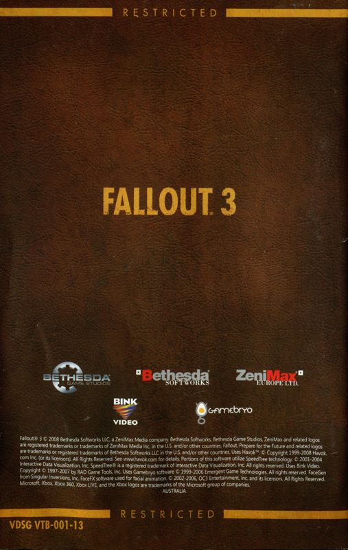 Fallout 3 Cover Or Packaging Material Mobygames