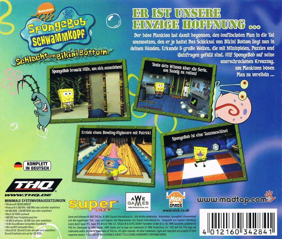 Other for SpongeBob SquarePants: Battle for Bikini Bottom (Windows): Jewel Case Back