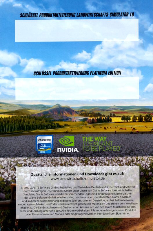 Manual for Farming Simulator 19: Platinum Edition (Windows): Back