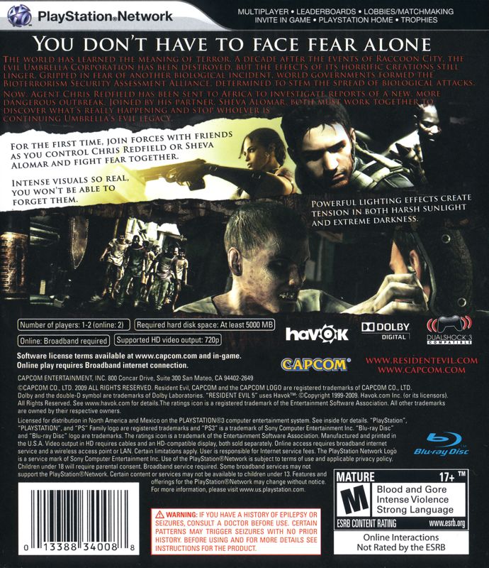 Resident Evil 5 cover or packaging material - MobyGames