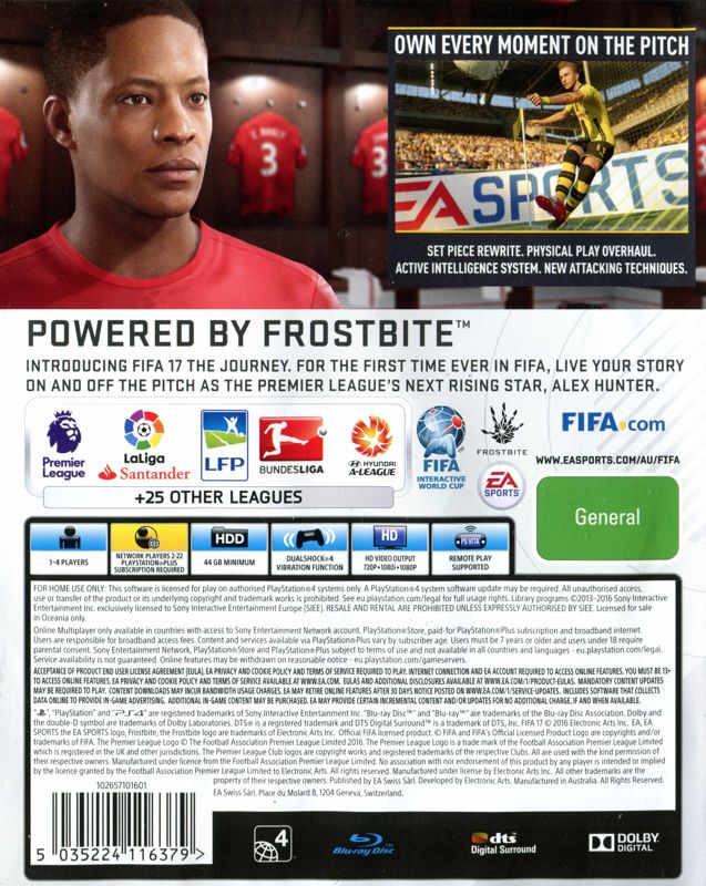 Back Cover for FIFA 17 (PlayStation 4)