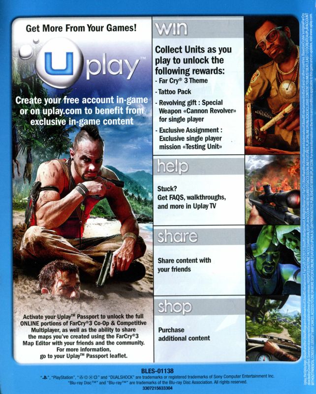 Manual for Far Cry 3 (The Lost Expeditions Edition) (PlayStation 3): Back
