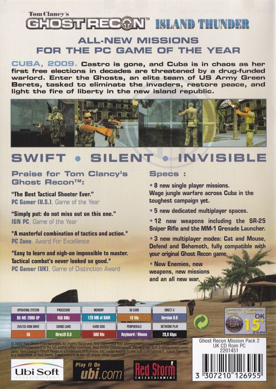 Other for Tom Clancy's Ghost Recon: Gold Edition (Windows): Keep Case Inlay: Ghost Recon Island Thunder - Back