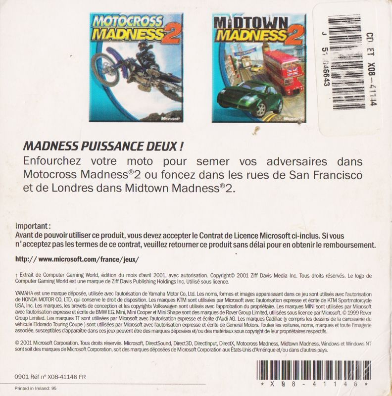 Other for Racing Madness 2 (Windows): Cardboard Folder - Back