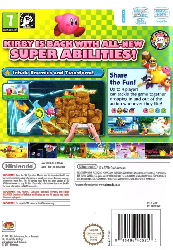 Original Box Case Kirby's Return to Dream Land w/ Manual & Inserts Nintendo  Wii