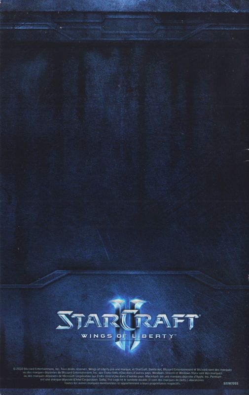Manual for StarCraft II: Wings of Liberty (Macintosh and Windows): Back (28-page)