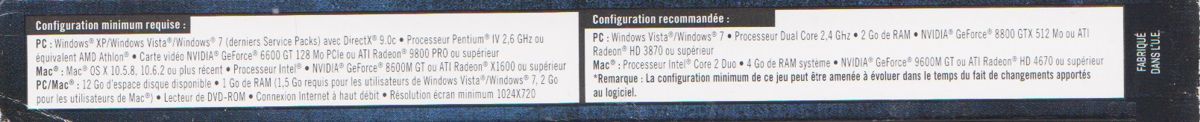 Spine/Sides for StarCraft II: Wings of Liberty (Macintosh and Windows): Bottom