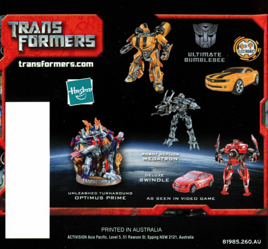 Manual for Transformers: Decepticons (Nintendo DS): Back