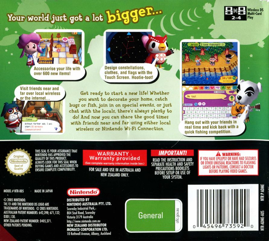 Back Cover for Animal Crossing: Wild World (Nintendo DS)