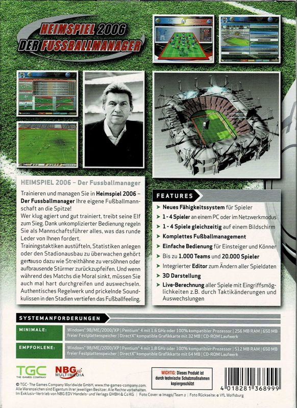 Back Cover for Heimspiel 2006: Der Fußballmanager (Windows)