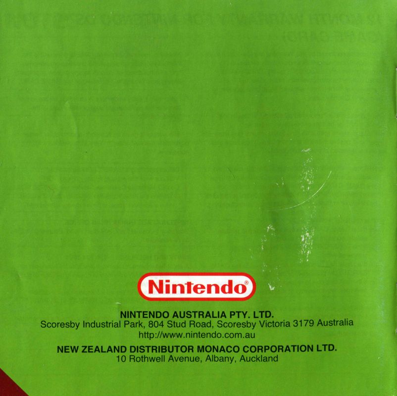 Manual for Animal Crossing: Wild World (Nintendo DS): Back