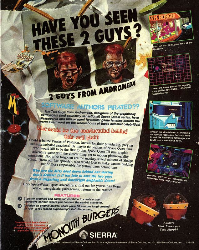 Back Cover for Space Quest III: The Pirates of Pestulon (DOS)