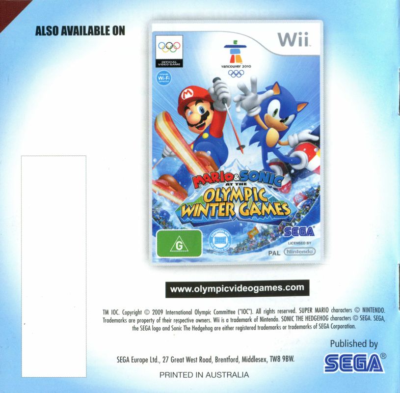 Mario & Sonic at the Olympic Winter Games cover or packaging material ...