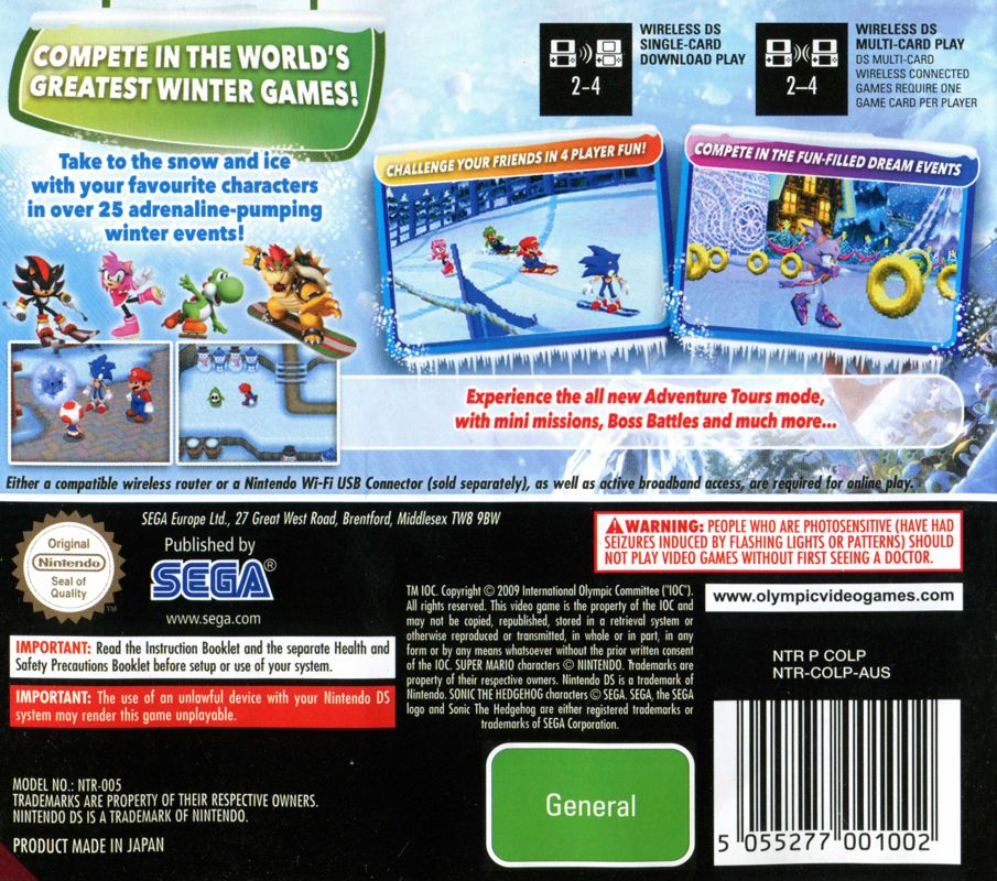 Back Cover for Mario & Sonic at the Olympic Winter Games (Nintendo DS)