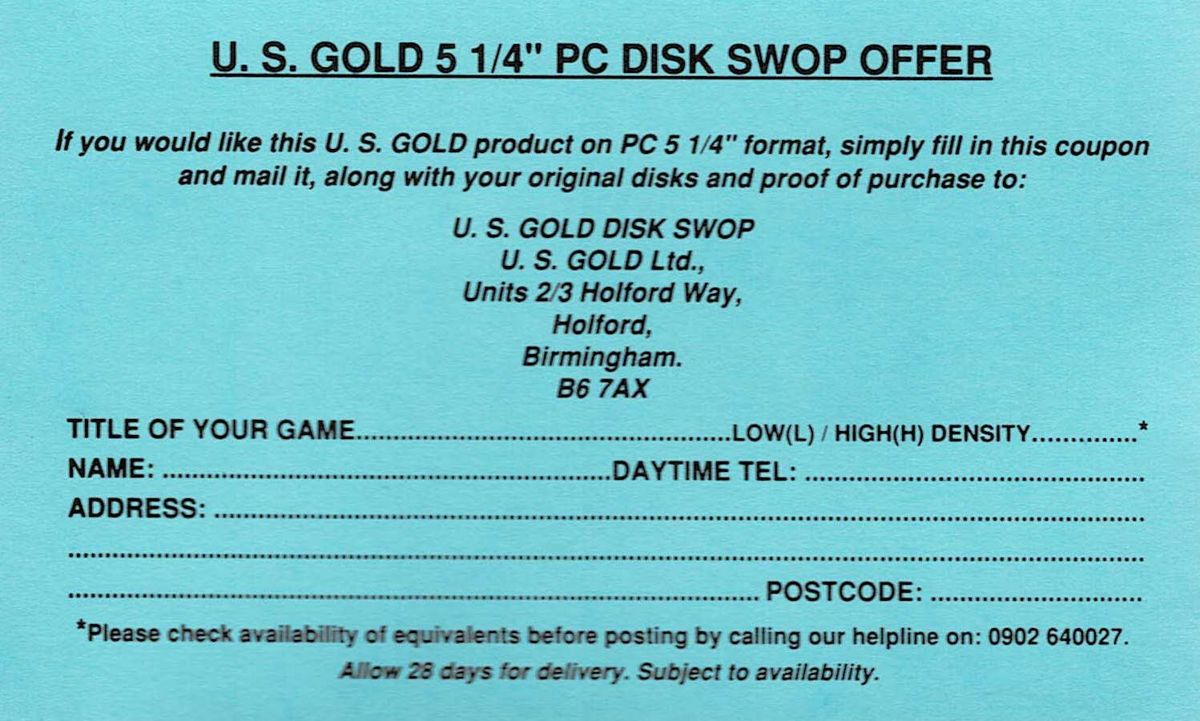Extras for World Cup USA 94 (DOS) (3,5" Floppies Release): Disk Swop Offer