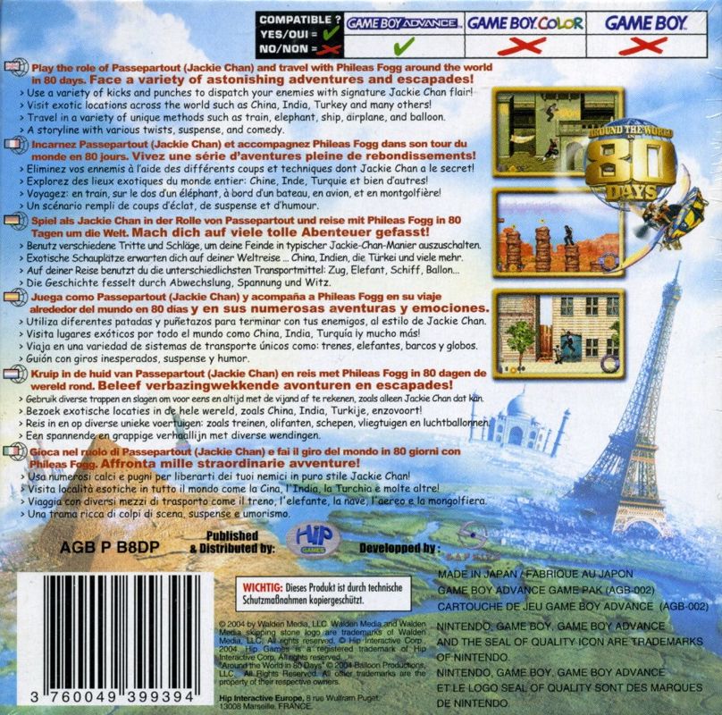 Back Cover for Around the World in 80 Days (Game Boy Advance)