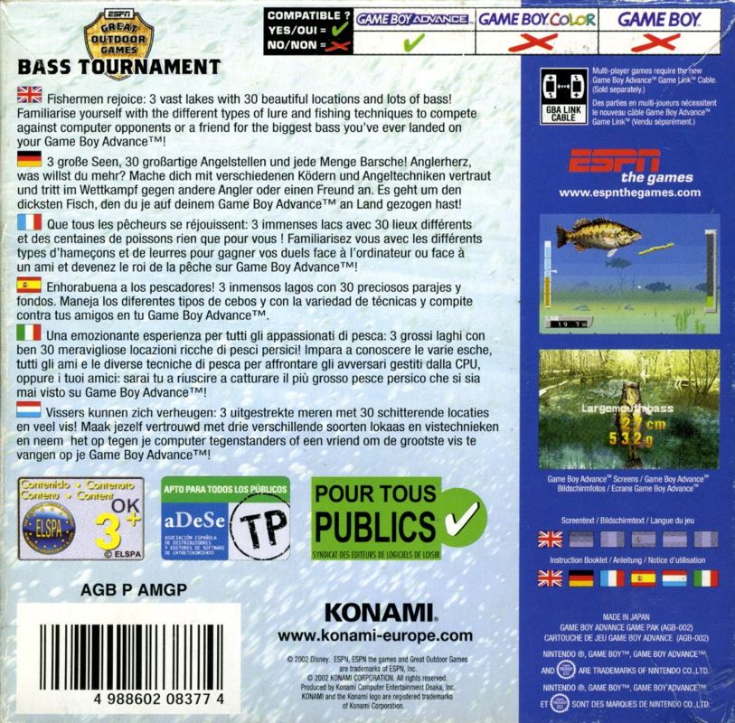 Back Cover for ESPN Great Outdoor Games: Bass 2002 (Game Boy Advance)