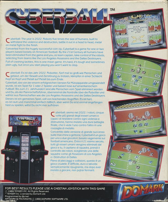 Back Cover for Cyberball (Commodore 64)