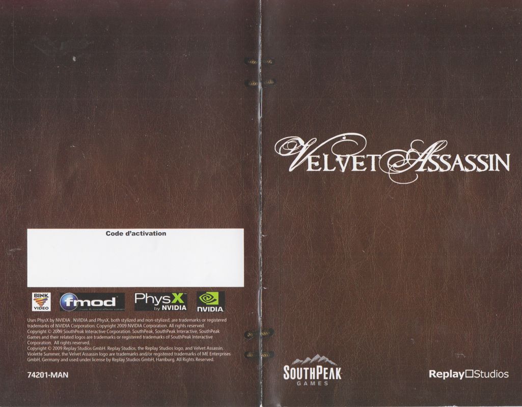 Manual for Velvet Assassin (Windows): Full Cover