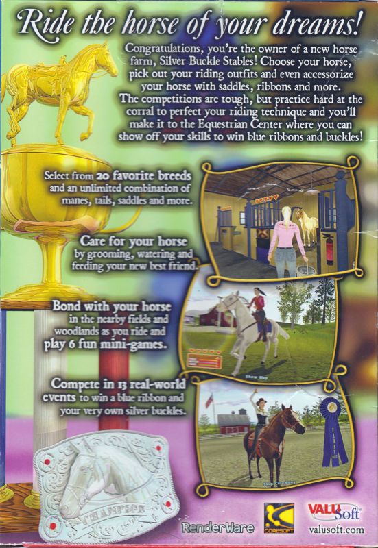 Back Cover for Let's Ride: Silver Buckle Stables (Windows)