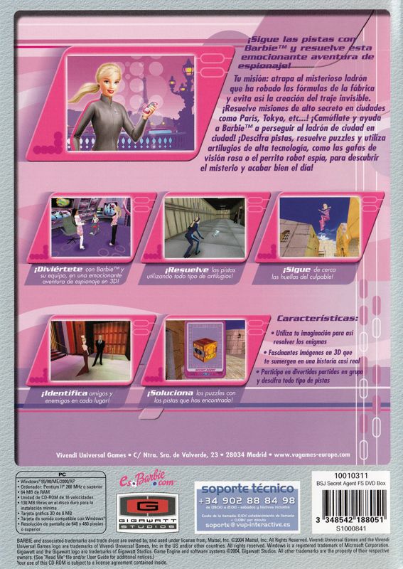 Back Cover for Secret Agent Barbie (Windows) (BestSeller junior Release)