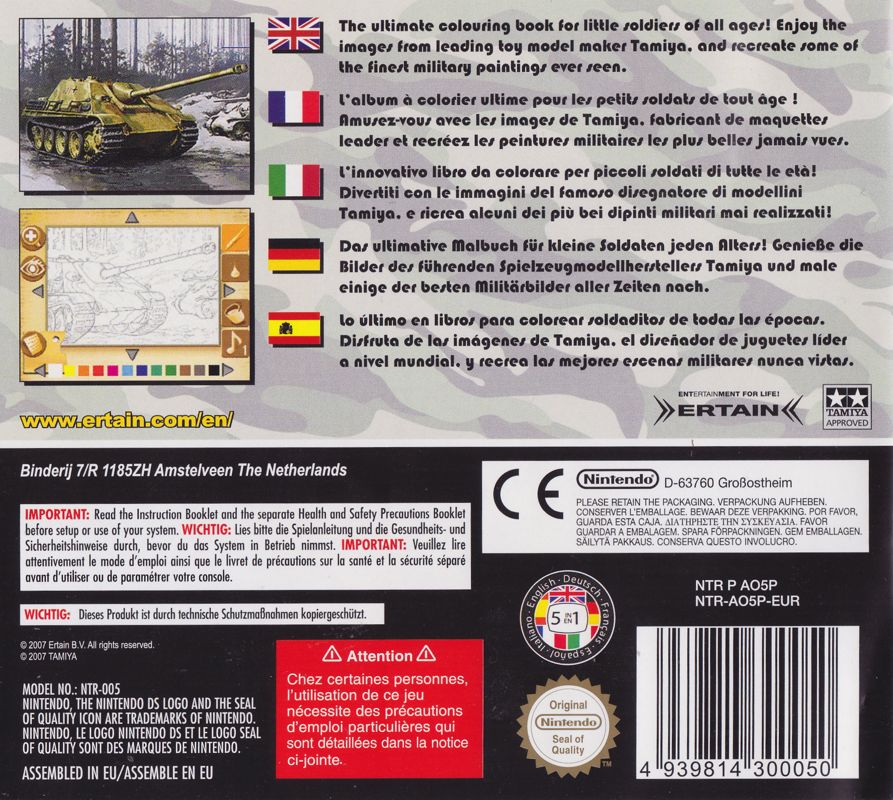 Back Cover for Paint by DS: Military Vehicles (Nintendo DS)