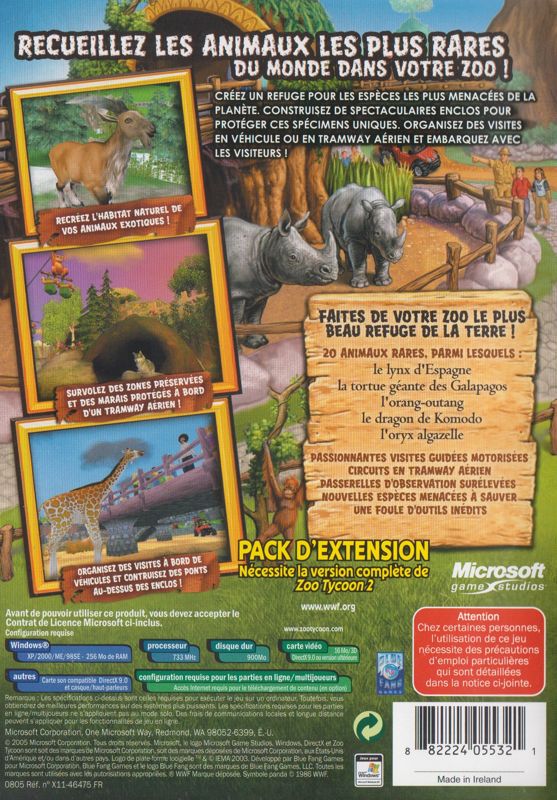 Back Cover for Zoo Tycoon 2: Endangered Species (Windows)