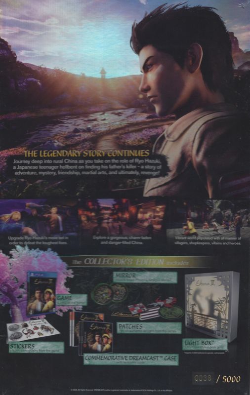 Back Cover for Shenmue III (Collector's Edition) (PlayStation 4) (Published by Limited Run Games)